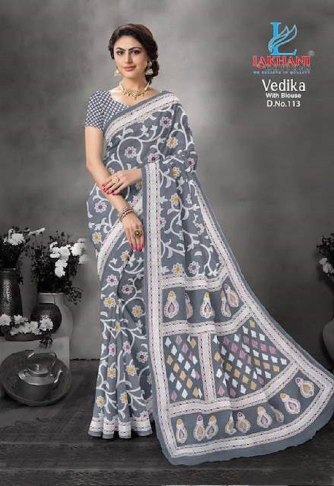 Vedika By Lakhani 108 To 113 Cotton Printed Sarees Wholesale Shop In Surat
